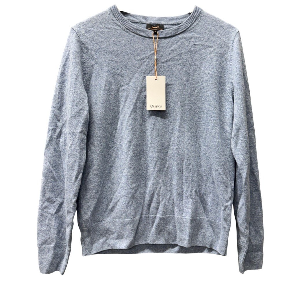 Quince Sweater Womens M Mongolian Cashmere Crewneck Light Blue Pullover NEW